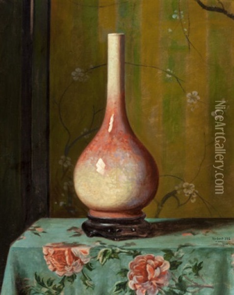 Ceramic Vase On Table Oil Painting - Hubert Vos