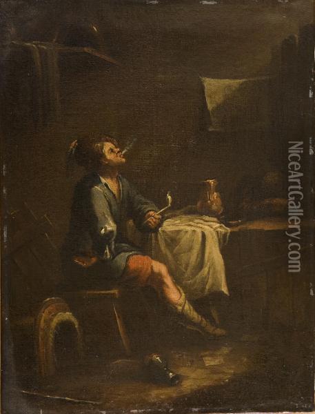 Macellaio E Fumatori Oil Painting - Antonio Diziani