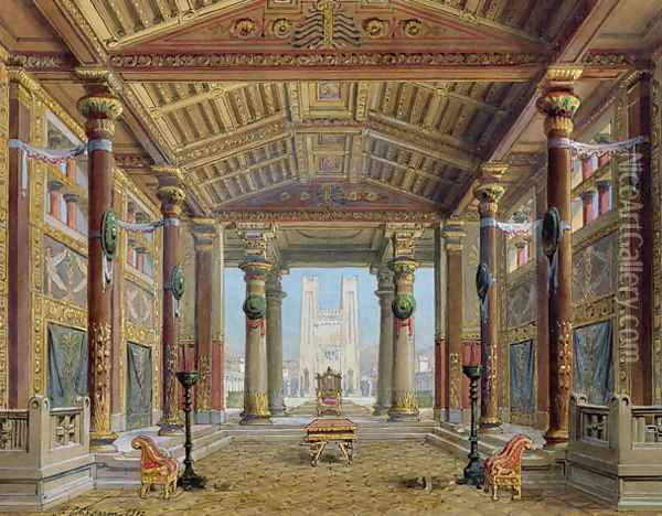 Set design for 'Athalie' by Jean Racine (1639-99) performed at the Comedie Francaise, 28th April 1892 Oil Painting - Philippe Marie Chaperon