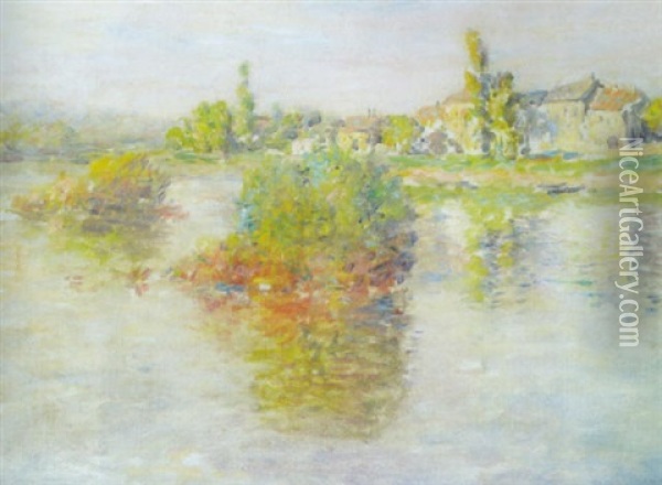 La Seine A Lavacourt Oil Painting - Claude Monet