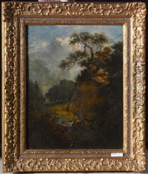 Gebirgslandschaft Mit Wald. 1832. Oil Painting - Johannes Cornelius Haccou