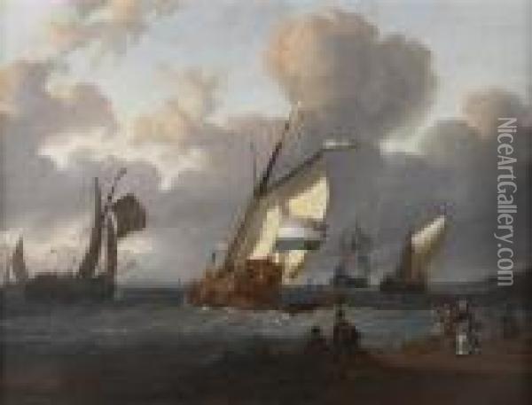 Shipping Off Amsterdam Oil Painting - Ludolf Backhuysen