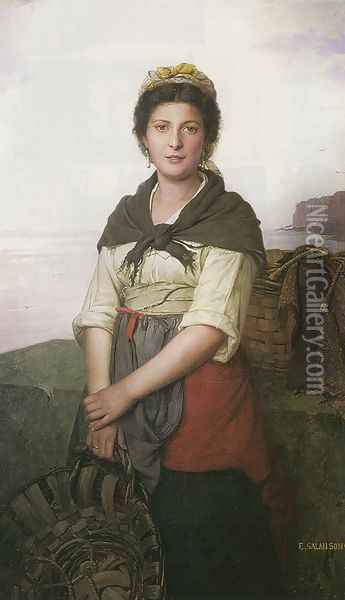 Fisherwoman Oil Painting - Eugenie Marie Salanson