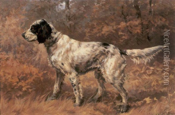 Setter In A Forest Oil Painting - Edmund Henry Osthaus