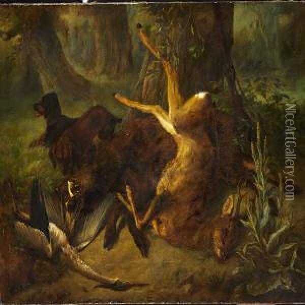 Hunting Scene Oil Painting - Friedrich Ruckert
