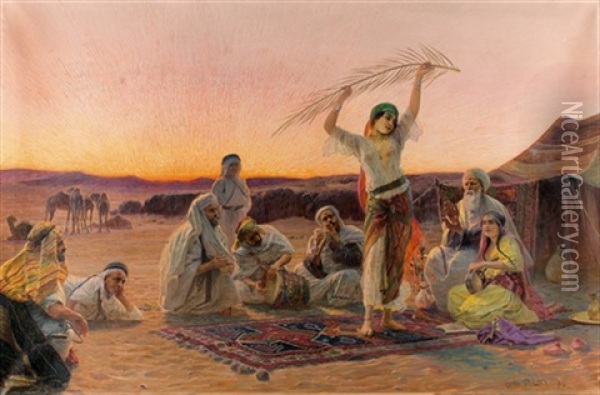 Arabische Tanzerin In Der Oase Oil Painting - Otto Pilny
