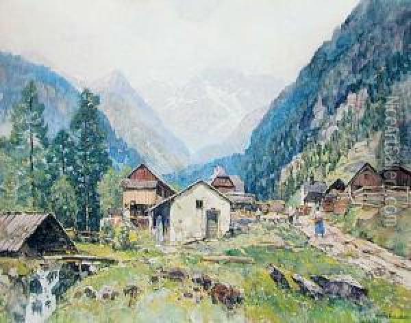 Pejzaz Z Mallnitz [w Tyrolu] Oil Painting - Fritz Lach