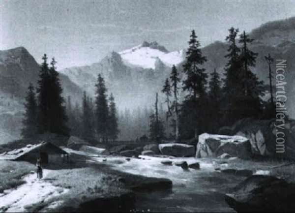 Gebirgslandschaft Oil Painting - Adolf Chwala