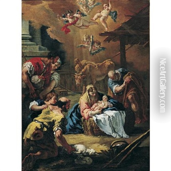 Adoration Of The Shepherds Oil Painting - Francesco Salvator Fontebasso