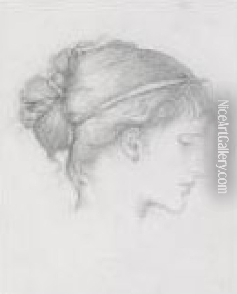 Head Of A Girl, Possibly Maria Zambaco Oil Painting - Sir Edward Coley Burne-Jones