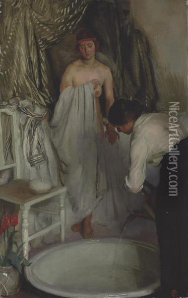 The Bath Oil Painting - Isabel Codrington