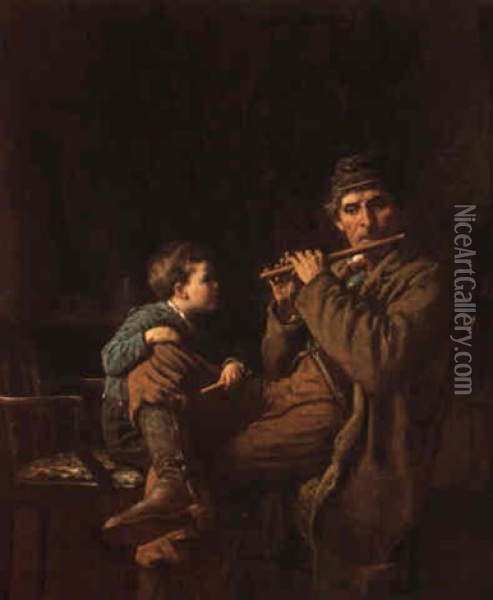 An Earnest Pupil-the Fifers Oil Painting - Eastman Johnson