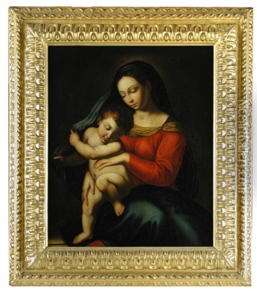The Virgin And Child Copied By Miss Gooch Oil Painting - Giovanni Battista Salvi (Il Sassoferrato)