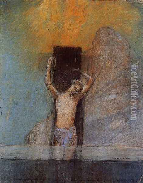 Christ On The Cross Oil Painting - Odilon Redon