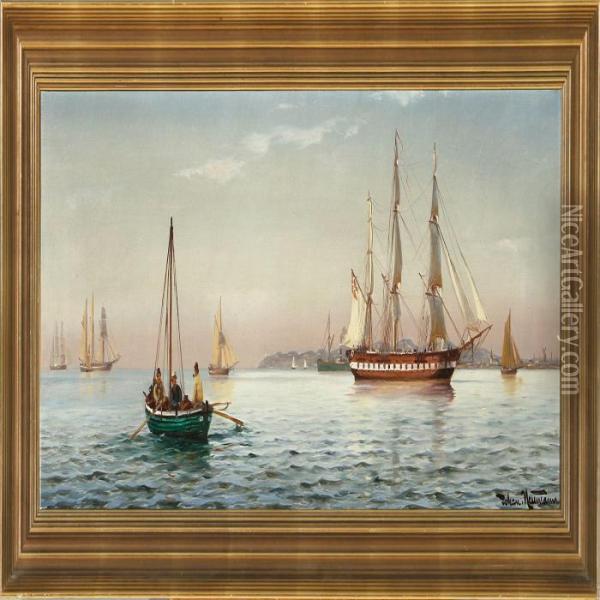 A Summer Afternoon At
Hornbaek Bay Oil Painting - Johann Jens Neumann