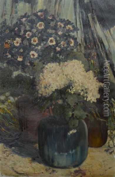 Still Life Flowers In Vase Oil Painting - Everett Lloyd Bryant