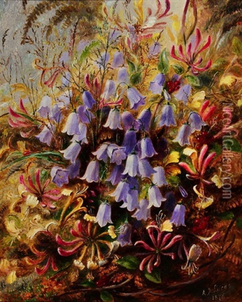 Bell Flowers And Honeysuckle Oil Painting - Albert Durer Lucas