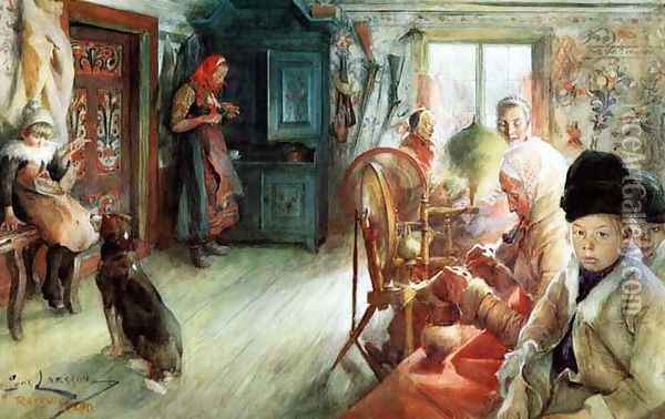The Winter Cottage Oil Painting - Carl Larsson