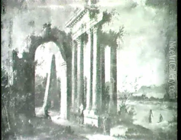 Paysage A L'obelisque Et Aux Ruines Antiques Oil Painting - Michele Marieschi