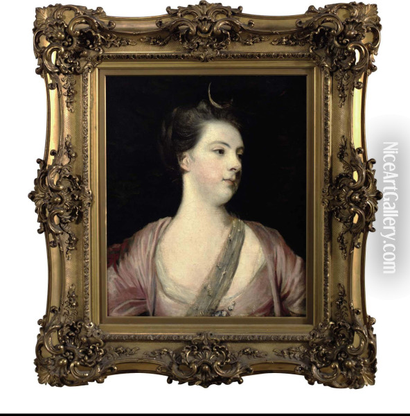 Portrait Of Lady Anne Dawson, Bust-length, As Diana Oil Painting - Sir Joshua Reynolds