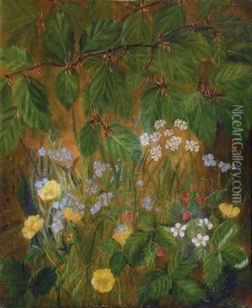 Waldstuck Mit Blumen Oil Painting - Johan Laurentz Jensen