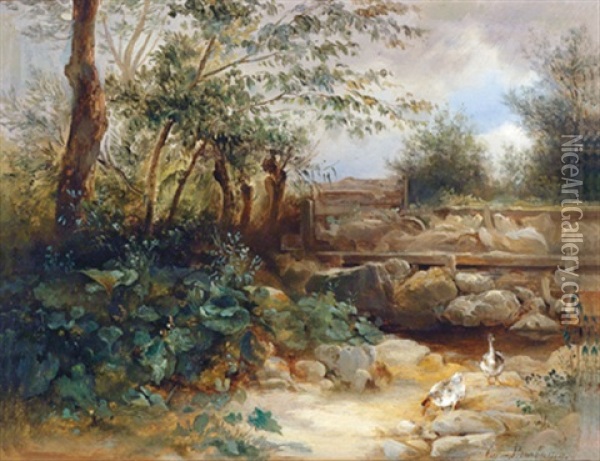 Wehre In Der Hinterbruhl Oil Painting - Emil Barbarini