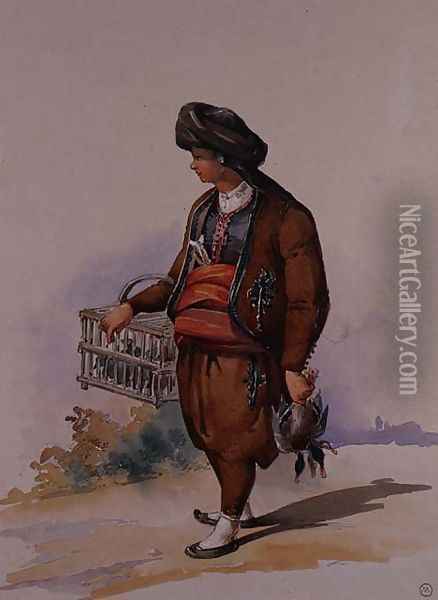 A Duck Seller, c.1855 Oil Painting - Amadeo Preziosi