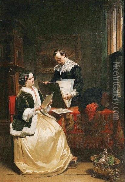 An Elegant Couple Oil Painting - Hendrik Hollander Cz