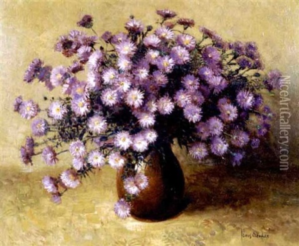 Purple Asters In A Vase Oil Painting - Frans David Oerder