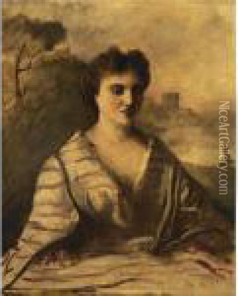 Portrait De Jeune Femme En Buste Oil Painting - Jean-Baptiste-Camille Corot
