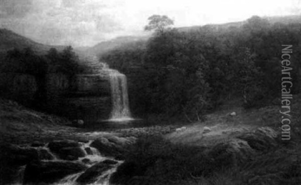 Hardraw Force, Teesdale Oil Painting - William Mellor