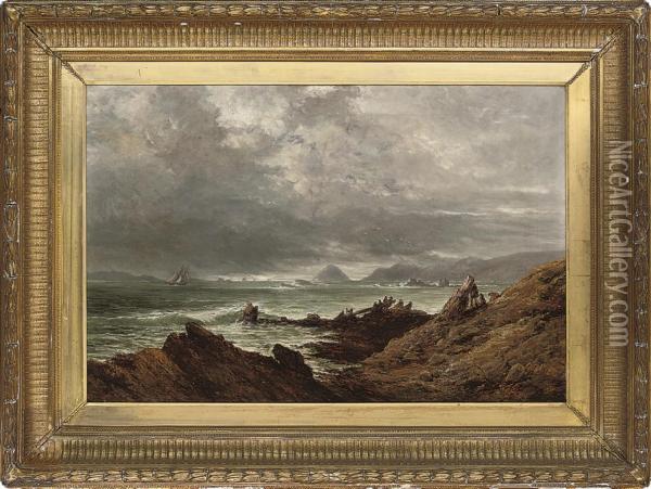 Wreckers Near Newquay, Cornwall Oil Painting - John Snr. Holland