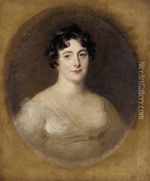 Portrait Of Anne, Lady Romilly, In A White Dress Oil Painting - Thomas Lawrence