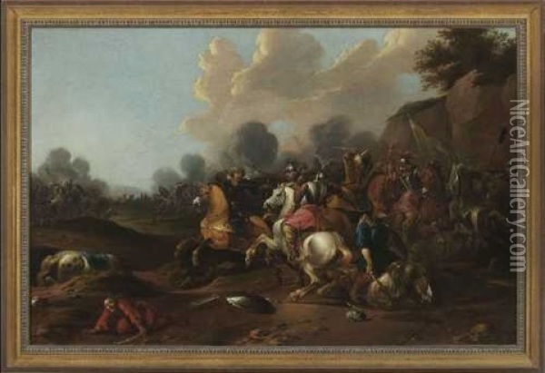 Reiterschlacht Oil Painting - Simon Johannes van Douw