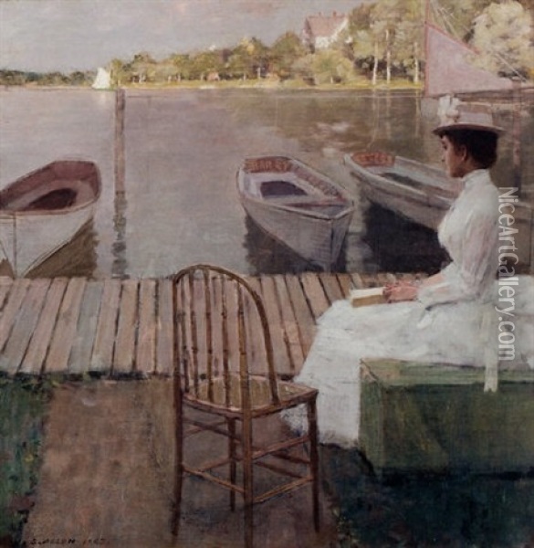 Evening By The Lake Oil Painting - William Sullivant Vanderbilt Allen