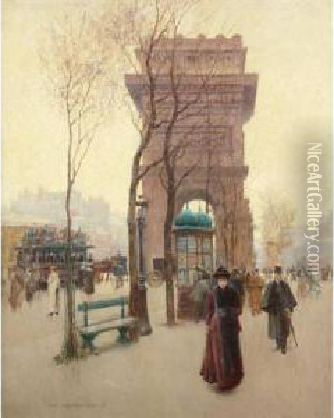 Parisian Boulevard Oil Painting - Paul Cornoyer