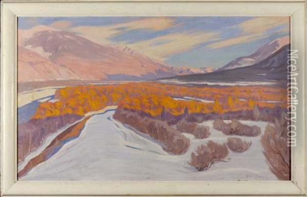 Premier Givre En Valais - Vallee Du Rhone Oil Painting - Albert Henri Charles Franzoni