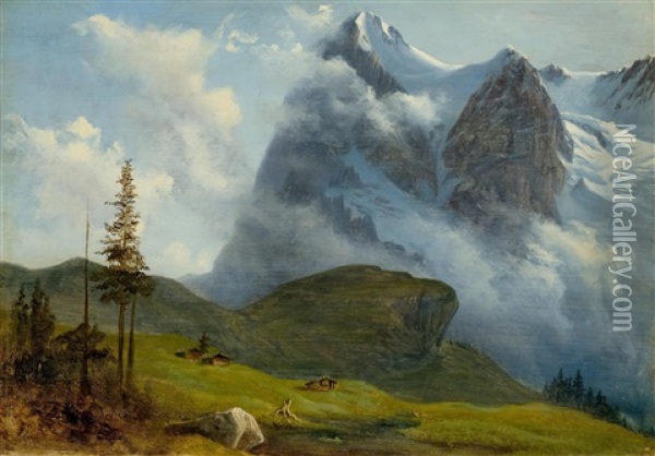 Eigerwand Et Glacier De L'eiger Oil Painting - Francois Diday
