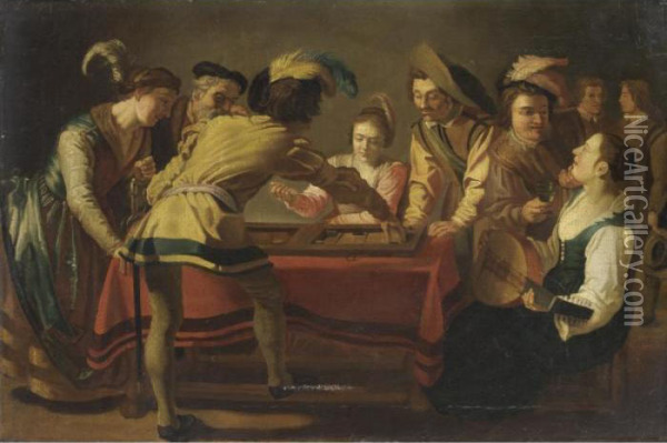 Giocatori Di Backgammon Oil Painting - Gerrit Van Honthorst
