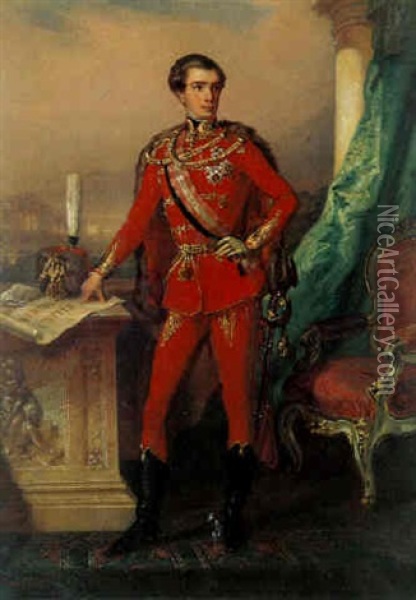 Portrait De L'empereur Francois-joeph D'autriche Oil Painting - Josef Plank