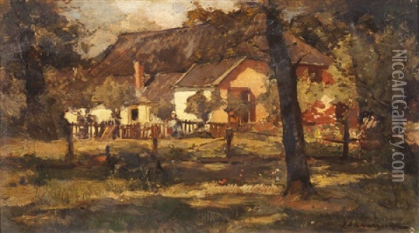 A Summer's Day On The Farm Oil Painting - Johannes Evert Hendrik Akkeringa