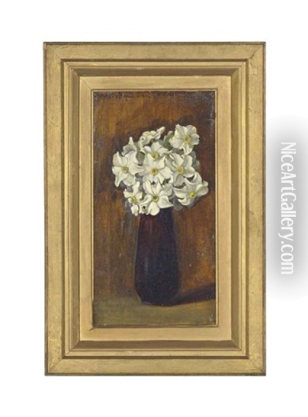 Narcissi (+ Blossom; Pair) Oil Painting - Alfred Frederick William Hayward