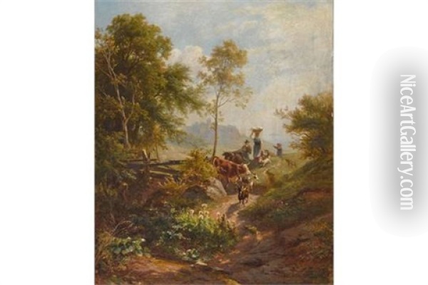 Bauern Mit Vieh Oil Painting - Adolf Thomas