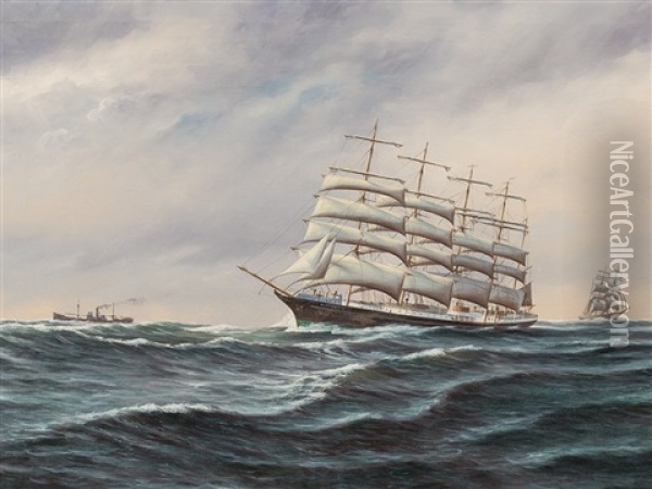 Sailing Ship Oil Painting - Thorolf Pedersen