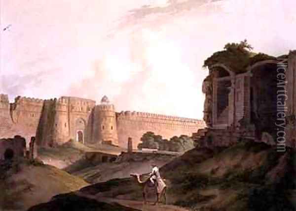 The Western Entrance of Shere Shahs Fort Delhi Oil Painting - Thomas Daniell