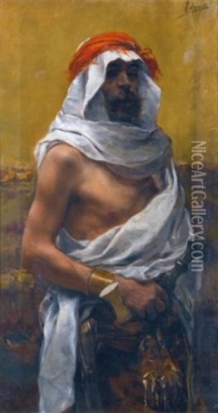 An Arab Man Oil Painting - Joaquin Agrasot y Juan