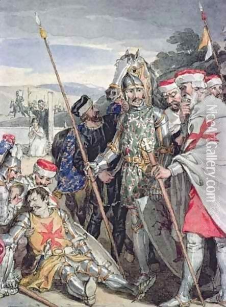 Ivanhoe by Sir Walter Scott: The death of Sir Brian de Bois-Guilbert Oil Painting - John Augustus Atkinson