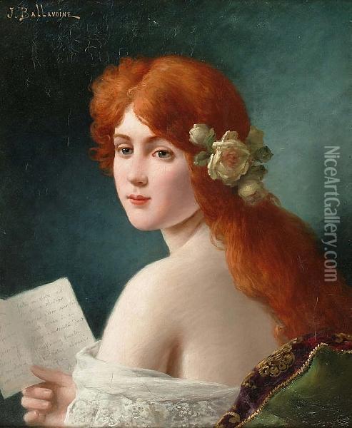 The Letter Oil Painting - Jules Frederic Ballavoine