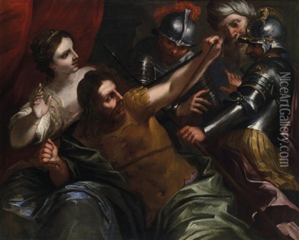 Samson Und Delilah Oil Painting - Bartolomeo Biscaino