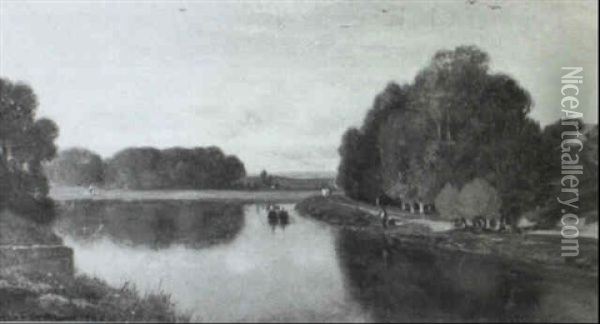 Along The River's Banks Oil Painting - Francois Auguste Ortmans
